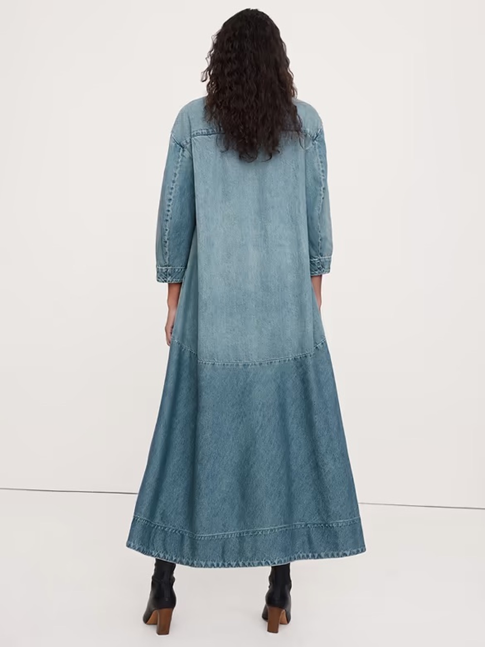 NWT Banana Republic Relaxed Denim Maxi Dress in Light Blue Size Large - Picture 2 of 8